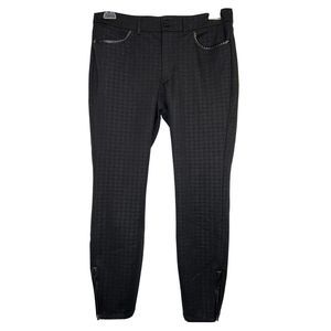 WHBM Women's Size 8 Black Ponte Houndstooth Faux Leather Trim Skinny Ankle Pants